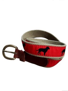 Preston Leather Red Black Dog Belt size 40